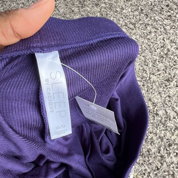 SLEEP by Cacique Soft Pajama Lounge Shorts Pants Lace Trim Purple 10/12 New - Picture 4 of 5